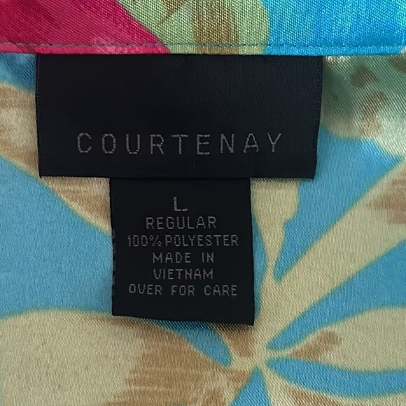 Courtenay Women’s Sleeveless Button Up Floral Hawaiian Blouse Size Large Blue - Picture 10 of 11